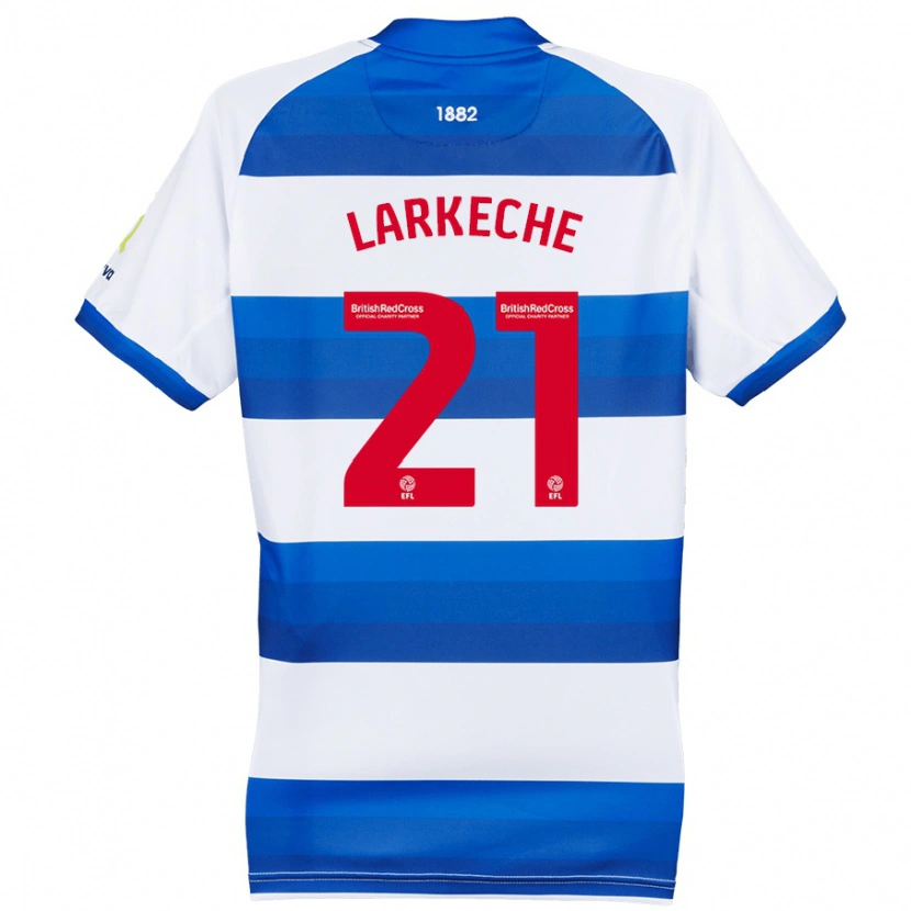 Danxen Niño Camiseta Ziyad Larkeche #21 Blanco Azul 1ª Equipación 2024/25 La Camisa