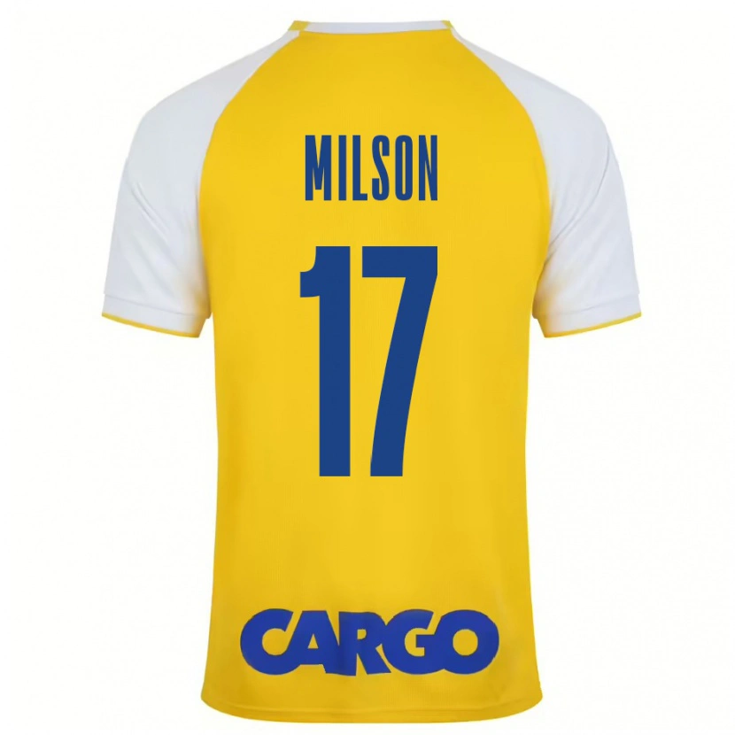 Danxen Niño Camiseta Milson #17 Amarillo Blanco 1ª Equipación 2024/25 La Camisa