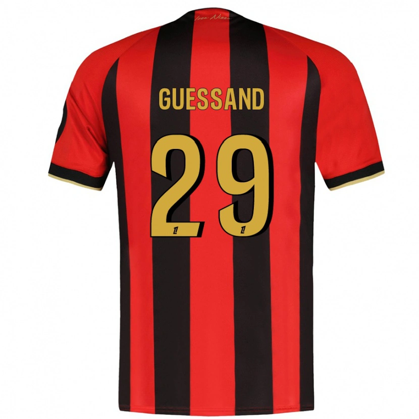Danxen Niño Camiseta Evann Guessand #29 Rojo Negro 1ª Equipación 2024/25 La Camisa