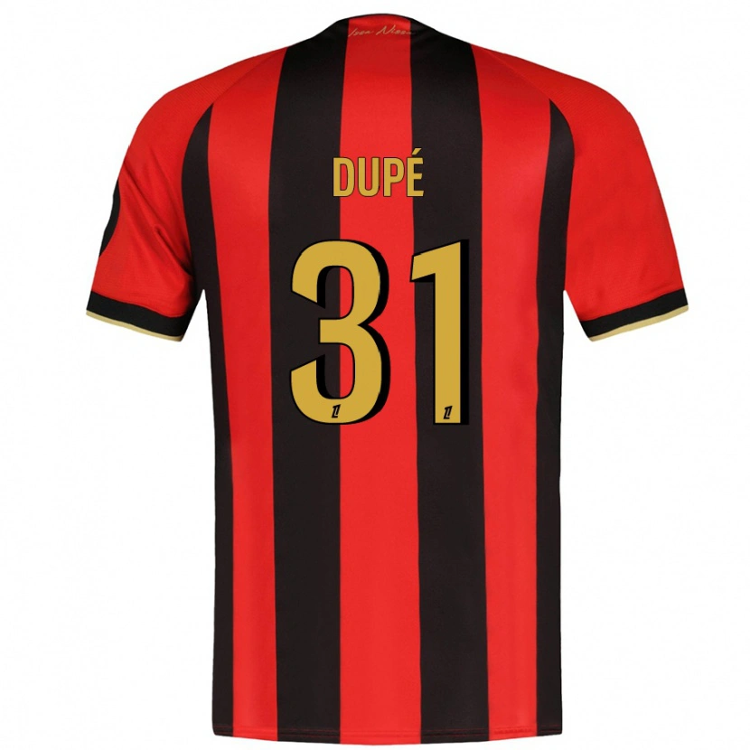 Danxen Niño Camiseta Maxime Dupé #31 Rojo Negro 1ª Equipación 2024/25 La Camisa