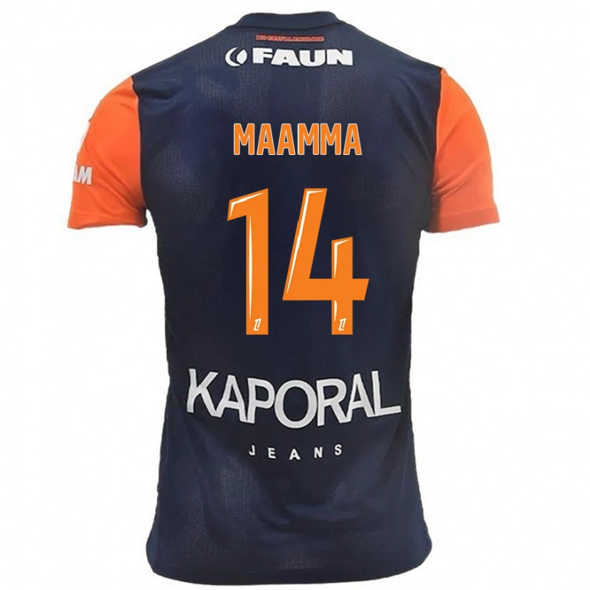 Danxen Niño Camiseta Othmane Maamma #14 Azul Marino Naranja 1ª Equipación 2024/25 La Camisa