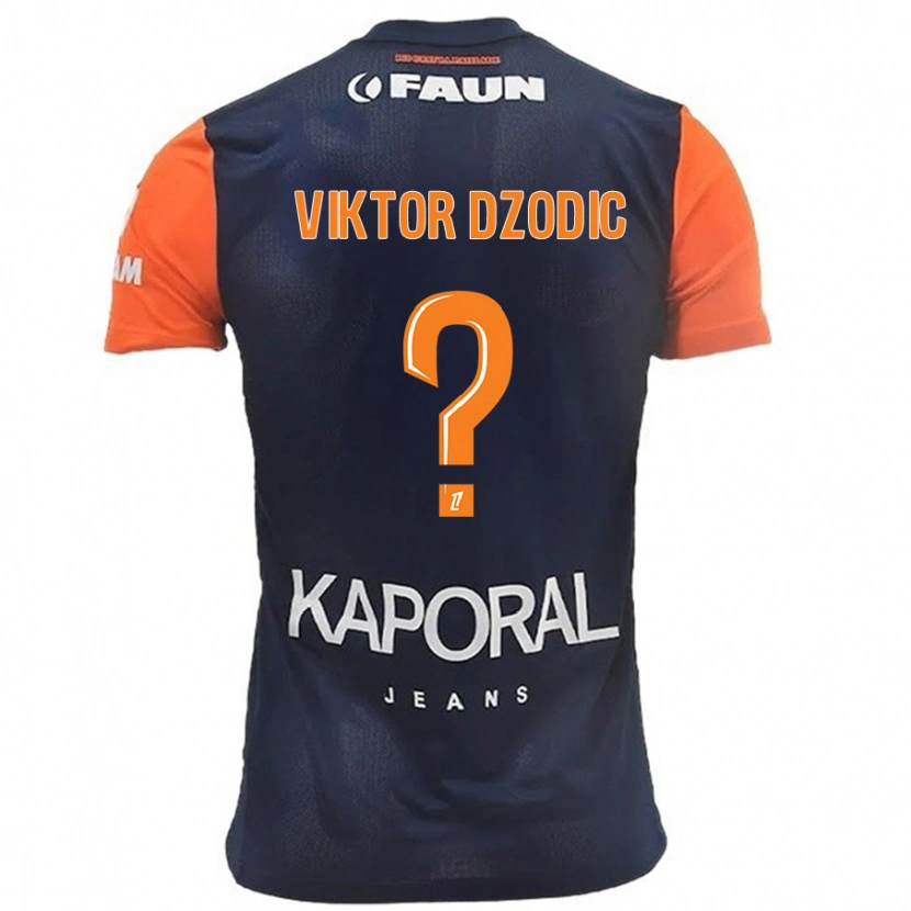Danxen Niño Camiseta Viktor Dzodic #0 Azul Marino Naranja 1ª Equipación 2024/25 La Camisa