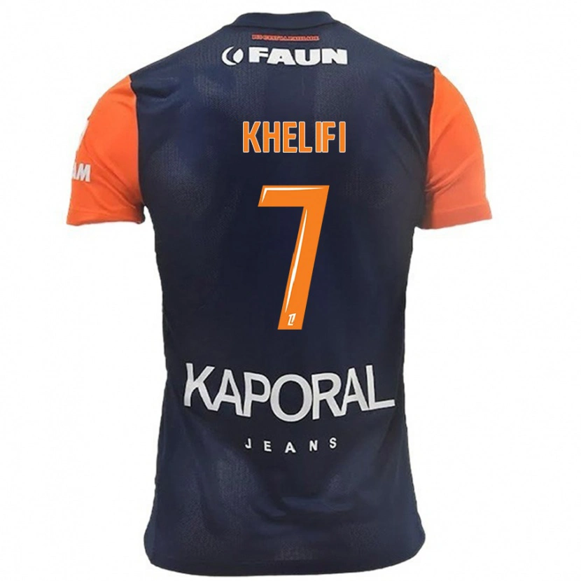Danxen Niño Camiseta Léa Khelifi #7 Azul Marino Naranja 1ª Equipación 2024/25 La Camisa