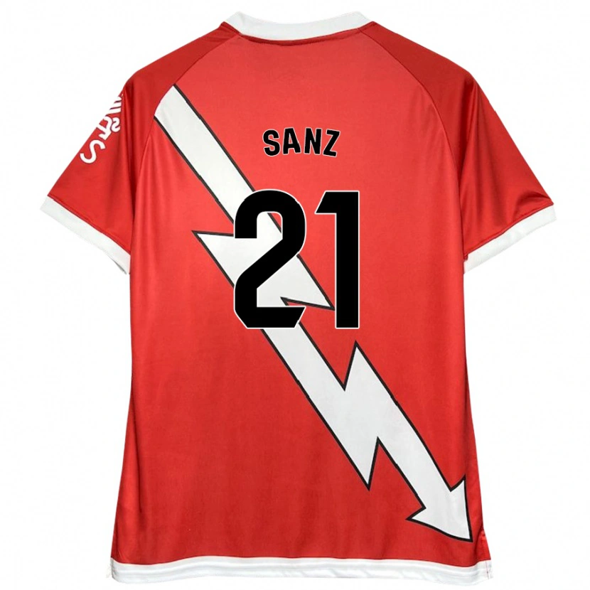 Danxen Niño Camiseta Luismi Sanz #21 Blanco Rojo 1ª Equipación 2024/25 La Camisa