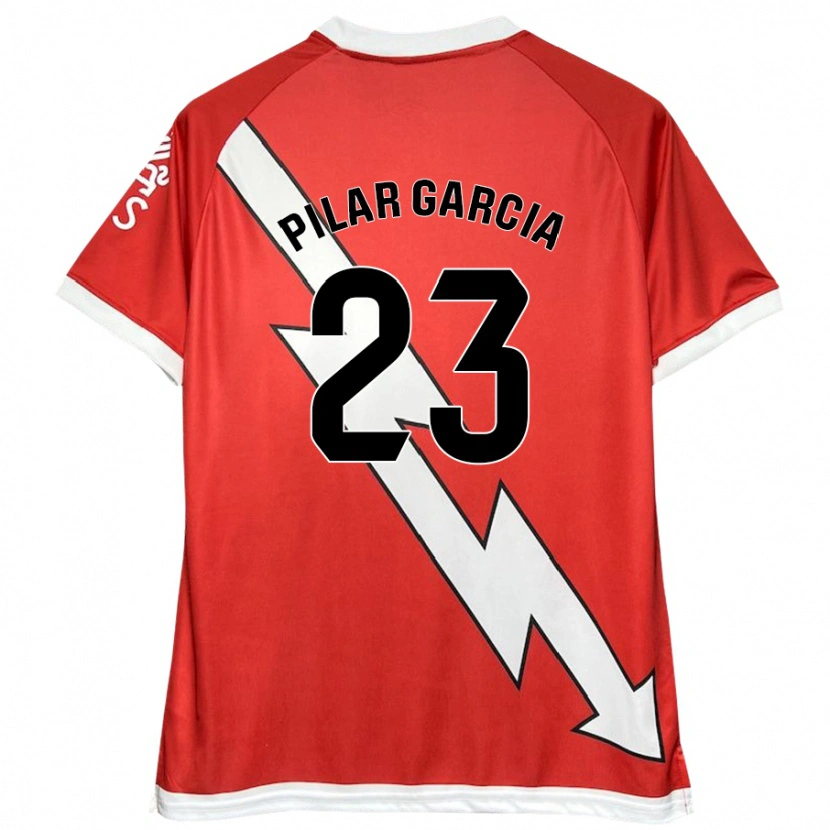 Danxen Niño Camiseta María Pilar García Villalba #23 Blanco Rojo 1ª Equipación 2024/25 La Camisa