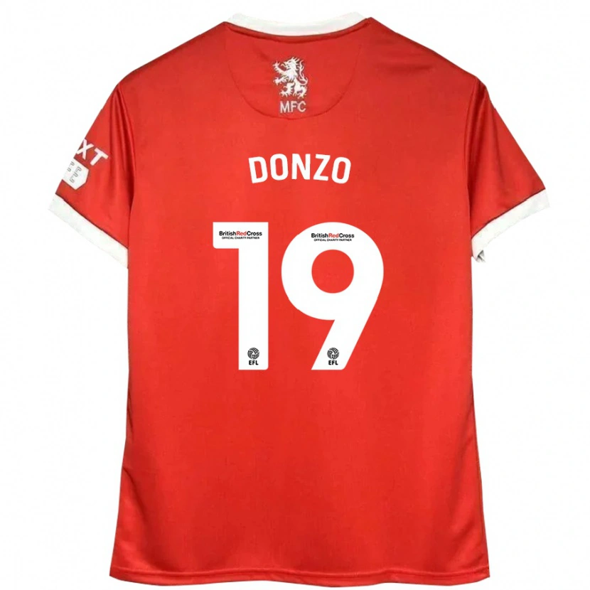 Danxen Niño Camiseta Jolie Donzo #19 Rojo Blanco 1ª Equipación 2024/25 La Camisa