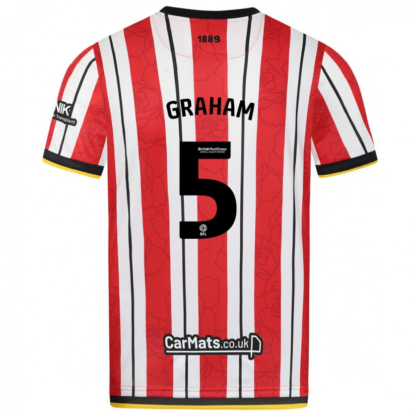 Danxen Niño Camiseta Molly Graham #5 Rojo Blanco Rayas 1ª Equipación 2024/25 La Camisa