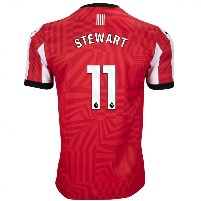 Danxen Niño Camiseta Ross Stewart #11 Rojo Blanco 1ª Equipación 2024/25 La Camisa