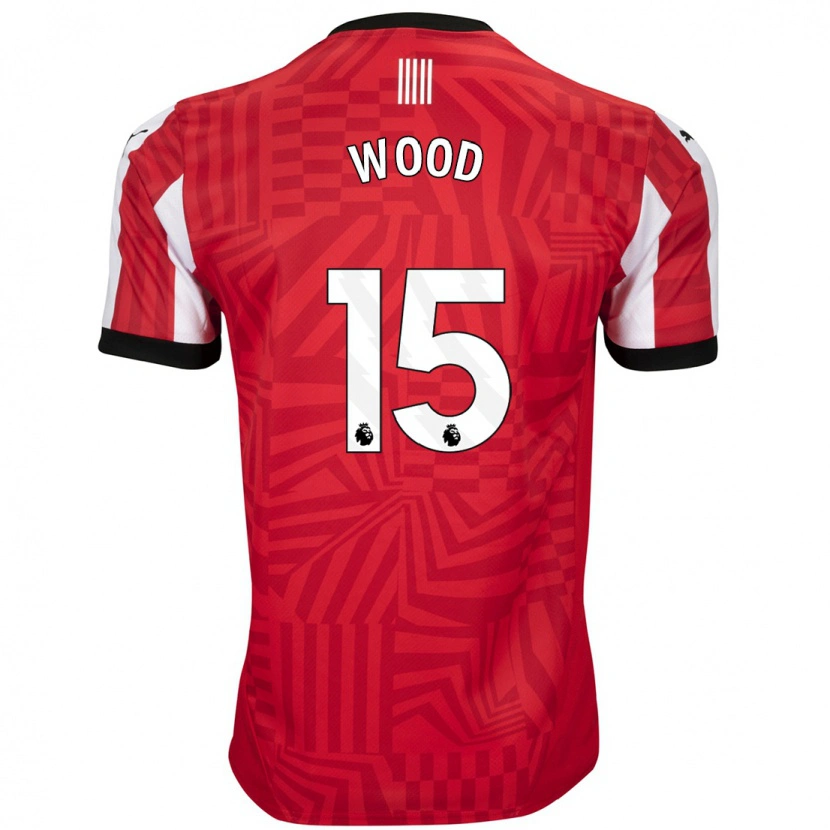 Danxen Niño Camiseta Nathan Wood #15 Rojo Blanco 1ª Equipación 2024/25 La Camisa