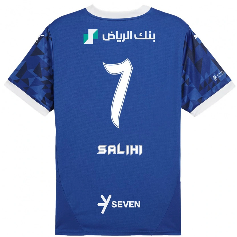 Danxen Niño Camiseta Shokhan Salihi #7 Azul Oscuro Blanco 1ª Equipación 2024/25 La Camisa
