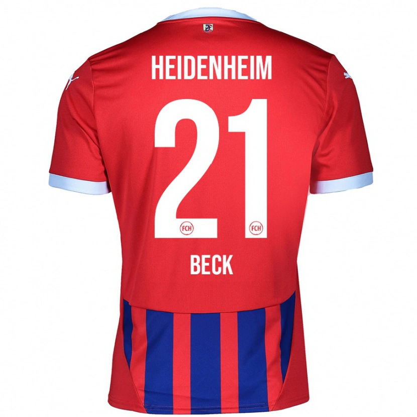 Danxen Niño Camiseta Adrian Beck #21 Rojo Azul 1ª Equipación 2024/25 La Camisa