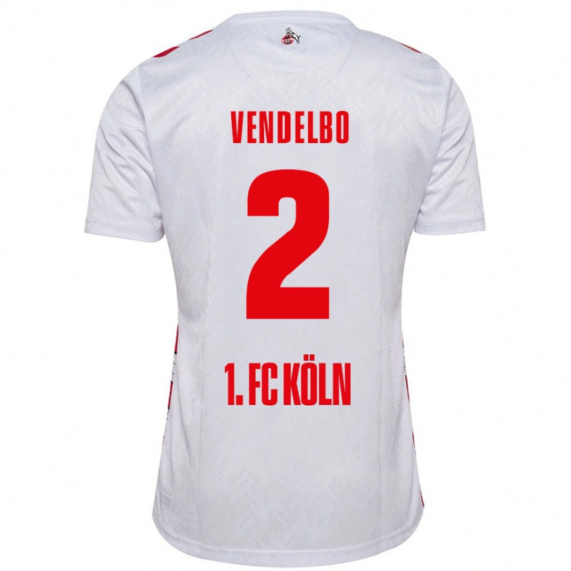 Danxen Niño Camiseta Sofie Vendelbo #2 Blanco Rojo 1ª Equipación 2024/25 La Camisa