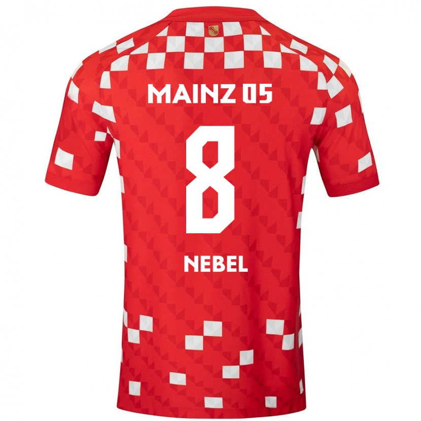 Danxen Niño Camiseta Paul Nebel #8 Blanco Rojo 1ª Equipación 2024/25 La Camisa