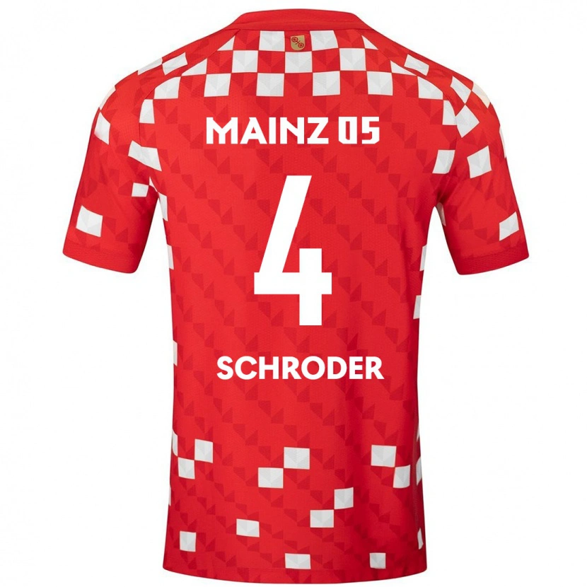 Danxen Niño Camiseta Lara Schröder #4 Blanco Rojo 1ª Equipación 2024/25 La Camisa