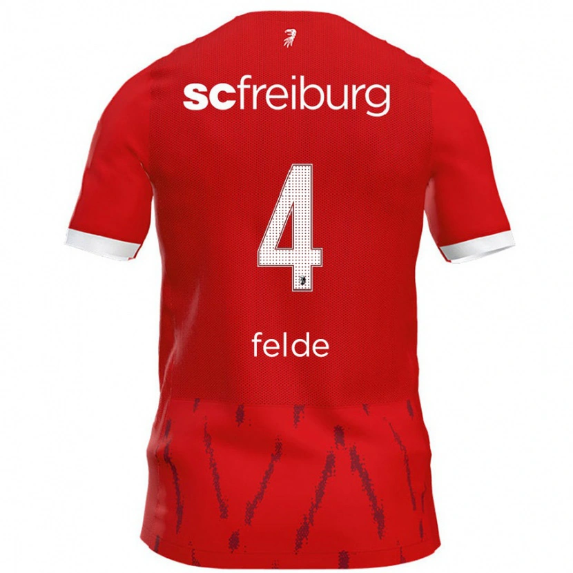 Danxen Niño Camiseta Meret Felde #4 Rojo 1ª Equipación 2024/25 La Camisa