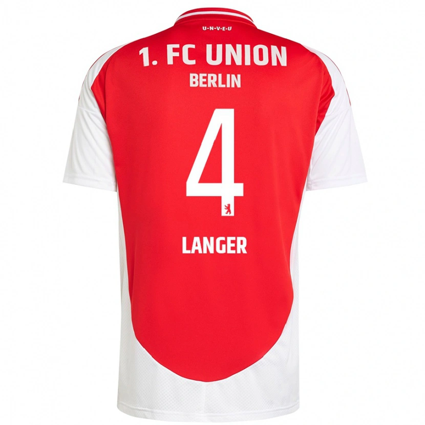 Danxen Niño Camiseta Richard Langer #4 Rojo Blanco 1ª Equipación 2024/25 La Camisa