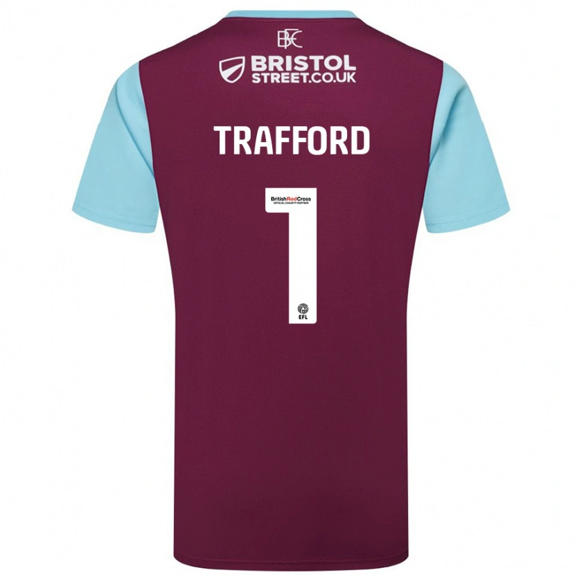Danxen Niño Camiseta James Trafford #1 Borgoña Azul Cielo 1ª Equipación 2024/25 La Camisa