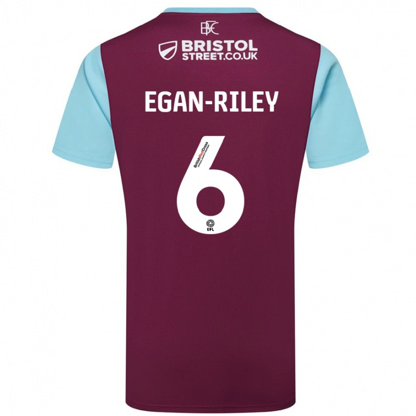 Danxen Niño Camiseta Cj Egan-Riley #6 Borgoña Azul Cielo 1ª Equipación 2024/25 La Camisa