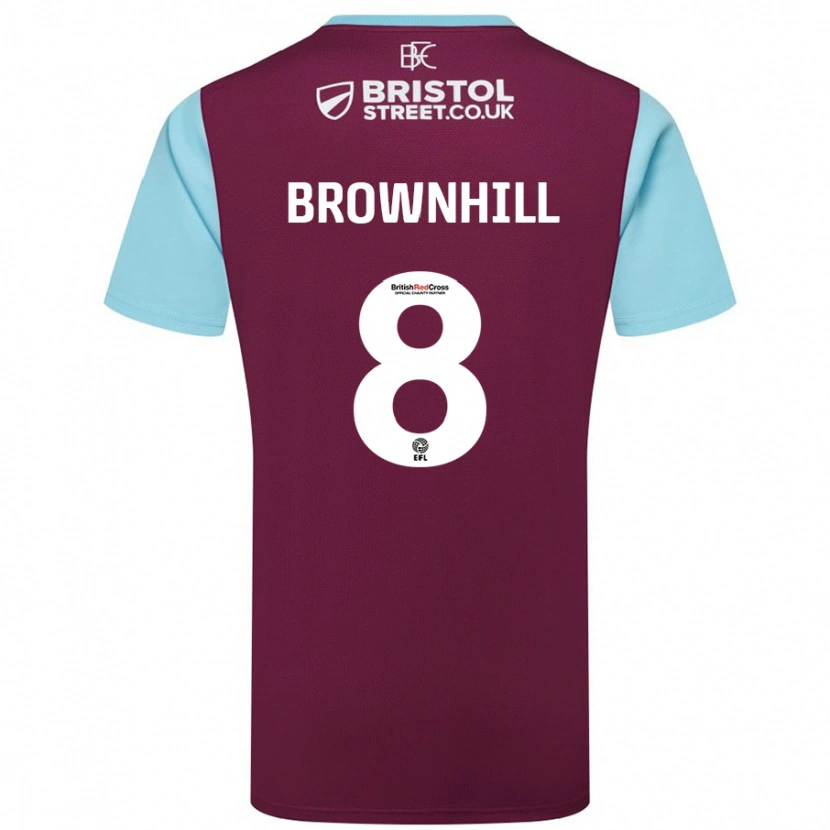Danxen Niño Camiseta Josh Brownhill #8 Borgoña Azul Cielo 1ª Equipación 2024/25 La Camisa