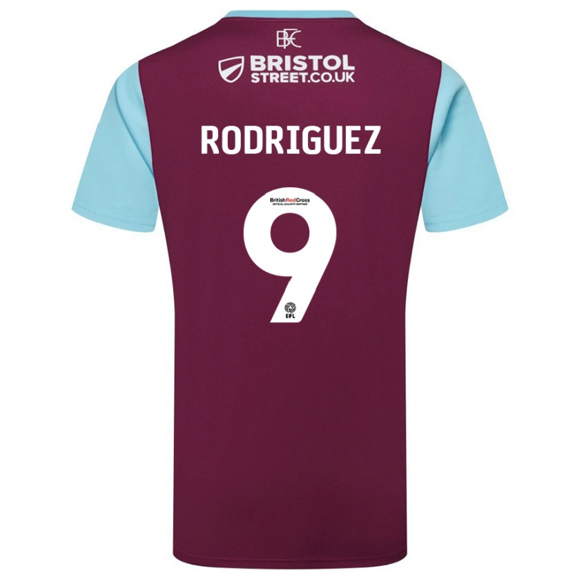 Danxen Niño Camiseta Jay Rodríguez #9 Borgoña Azul Cielo 1ª Equipación 2024/25 La Camisa