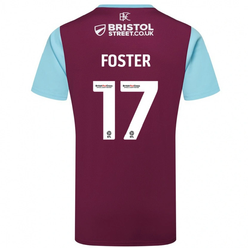 Danxen Niño Camiseta Lyle Foster #17 Borgoña Azul Cielo 1ª Equipación 2024/25 La Camisa