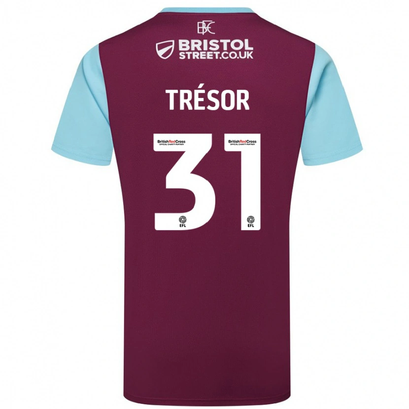 Danxen Niño Camiseta Mike Trésor #31 Borgoña Azul Cielo 1ª Equipación 2024/25 La Camisa