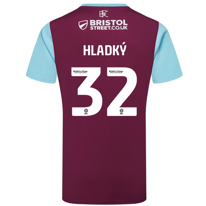 Danxen Niño Camiseta Vaclav Hladky #32 Borgoña Azul Cielo 1ª Equipación 2024/25 La Camisa