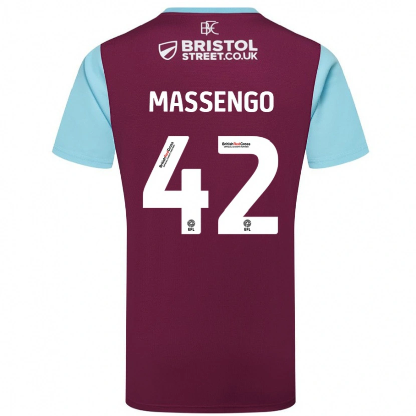 Danxen Niño Camiseta Han-Noah Massengo #42 Borgoña Azul Cielo 1ª Equipación 2024/25 La Camisa