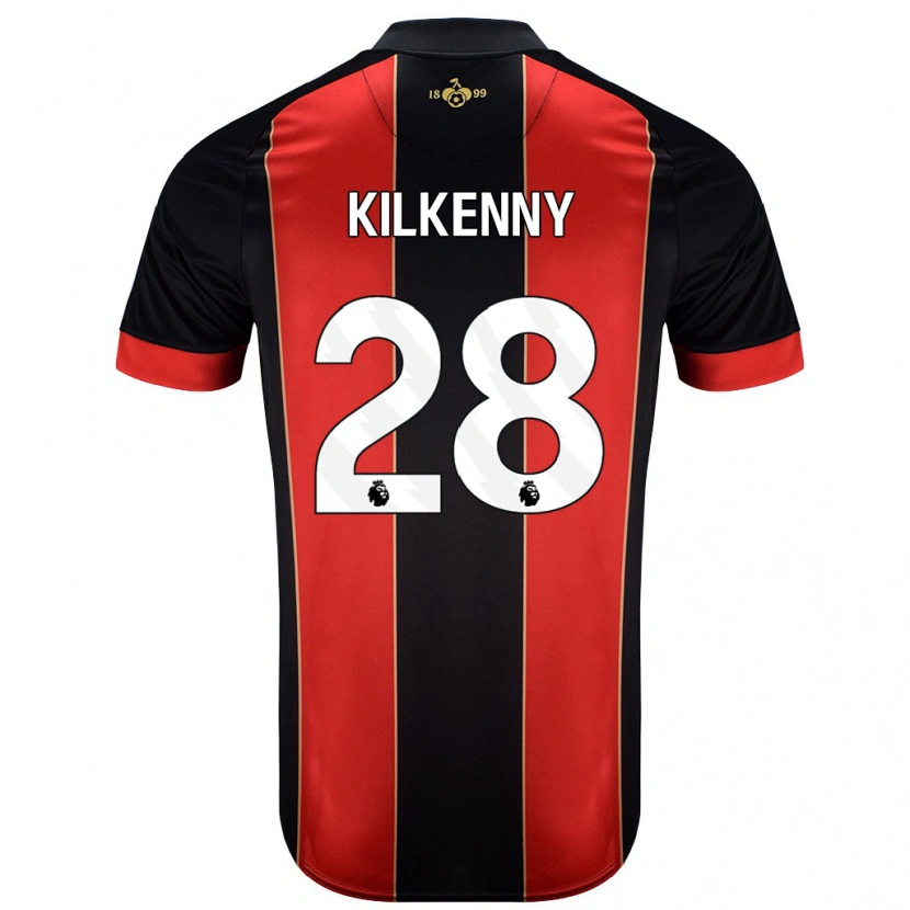 Danxen Niño Camiseta Gavin Kilkenny #28 Rojo Negro 1ª Equipación 2024/25 La Camisa