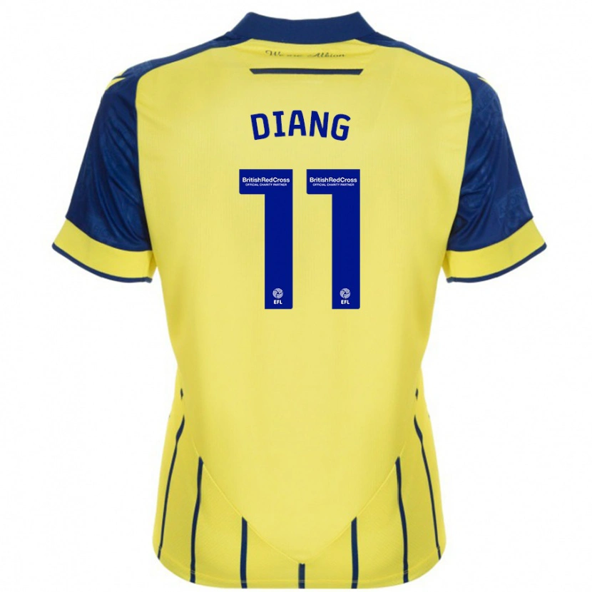 Danxen Niño Camiseta Grady Diangana #11 Amarillo Azul 2ª Equipación 2024/25 La Camisa
