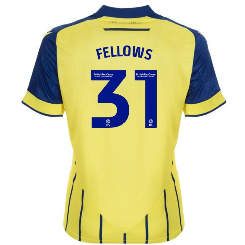 Danxen Niño Camiseta Tom Fellows #31 Amarillo Azul 2ª Equipación 2024/25 La Camisa