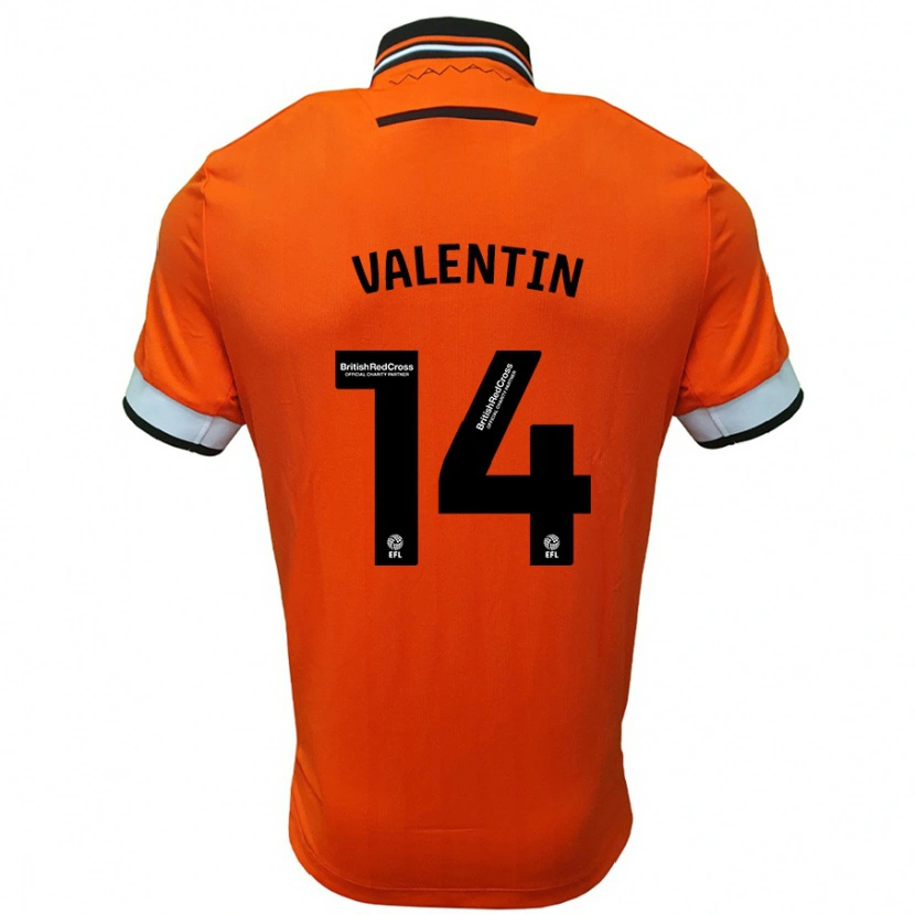 Danxen Niño Camiseta Pol Valentín #14 Naranja Blanco 2ª Equipación 2024/25 La Camisa