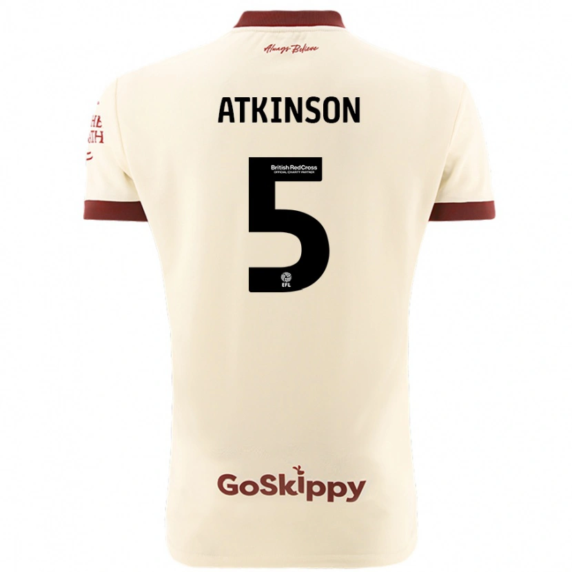 Danxen Niño Camiseta Rob Atkinson #5 Crema Blanco 2ª Equipación 2024/25 La Camisa