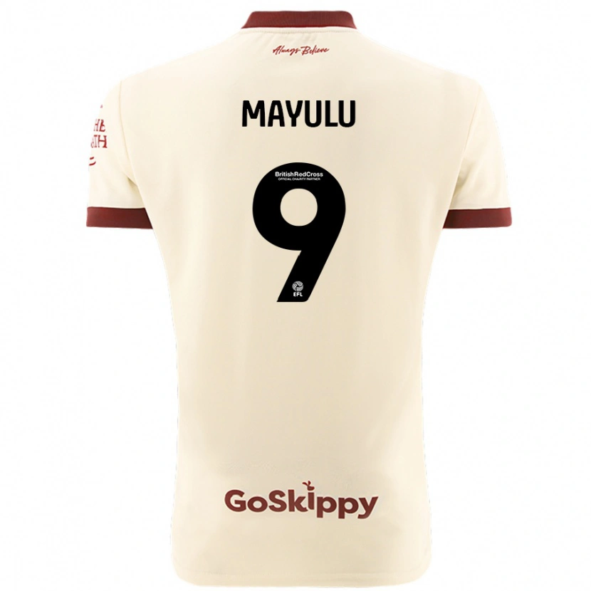 Danxen Niño Camiseta Fally Mayulu #9 Crema Blanco 2ª Equipación 2024/25 La Camisa