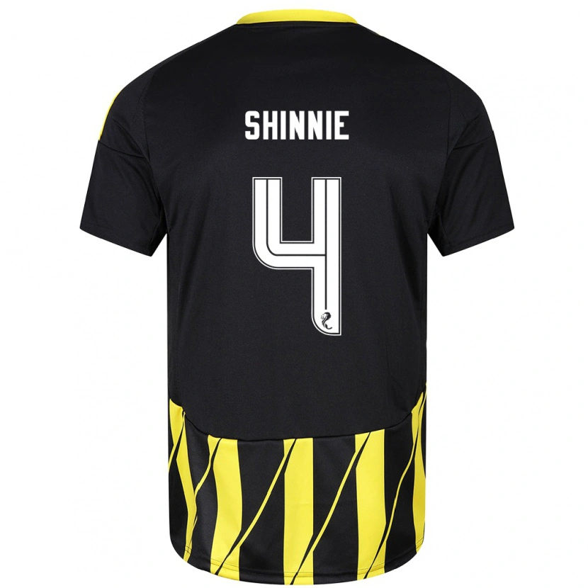 Danxen Niño Camiseta Graeme Shinnie #4 Negro Amarillo 2ª Equipación 2024/25 La Camisa