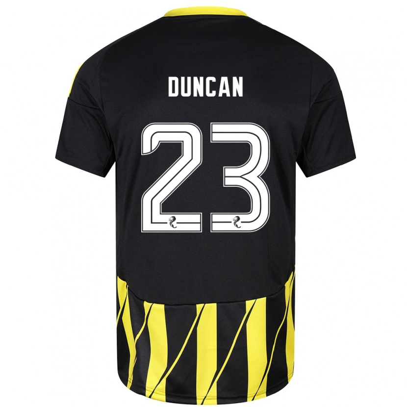 Danxen Niño Camiseta Ryan Duncan #23 Negro Amarillo 2ª Equipación 2024/25 La Camisa