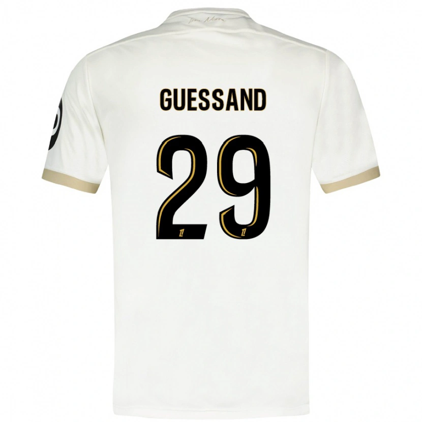 Danxen Niño Camiseta Evann Guessand #29 Blanco Dorado 2ª Equipación 2024/25 La Camisa