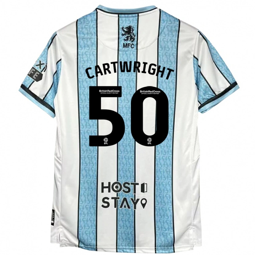 Danxen Niño Camiseta Fin Cartwright #50 Blanco Azul 2ª Equipación 2024/25 La Camisa
