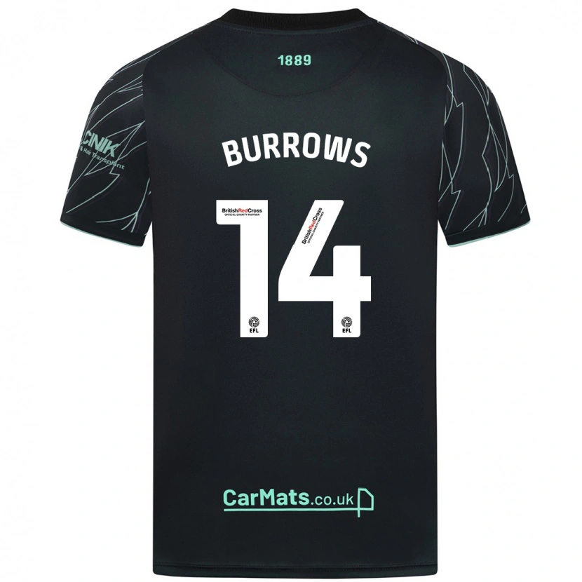 Danxen Niño Camiseta Harrison Burrows #14 Negro Verde 2ª Equipación 2024/25 La Camisa