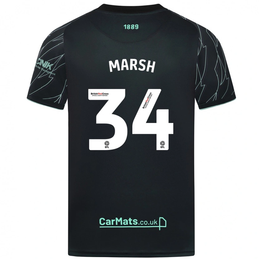 Danxen Niño Camiseta Louie Marsh #34 Negro Verde 2ª Equipación 2024/25 La Camisa