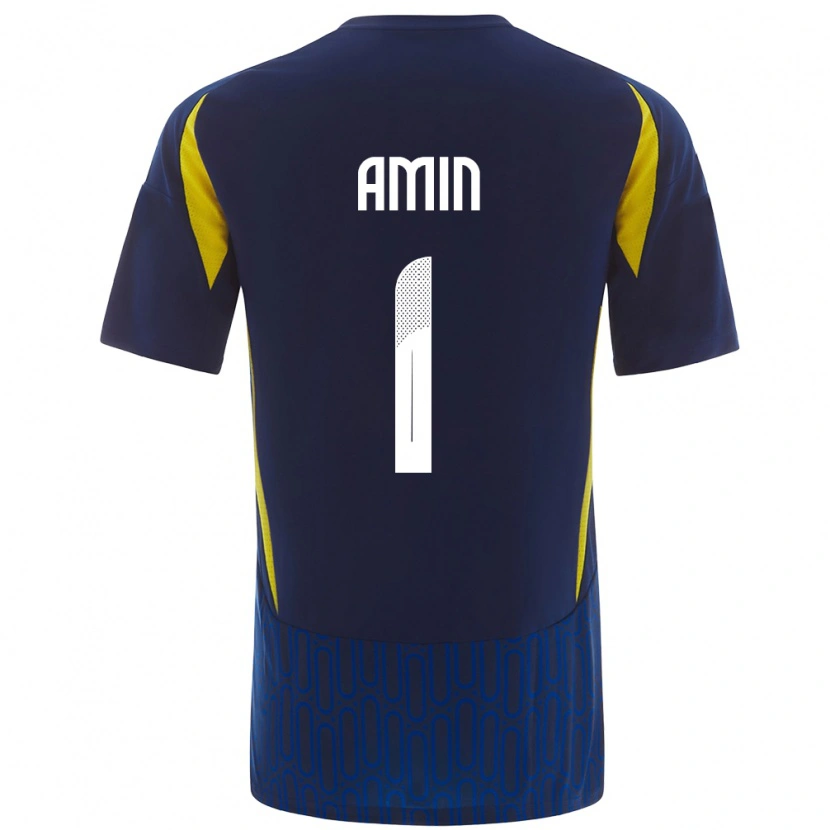 Danxen Niño Camiseta Amin Al-Bukhari #1 Azul Amarillo 2ª Equipación 2024/25 La Camisa
