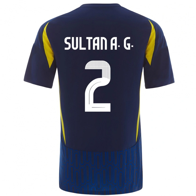 Danxen Niño Camiseta Sultan Al-Ghannam #2 Azul Amarillo 2ª Equipación 2024/25 La Camisa