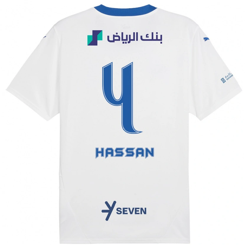 Danxen Niño Camiseta Eman Hassan #4 Blanco Azul 2ª Equipación 2024/25 La Camisa