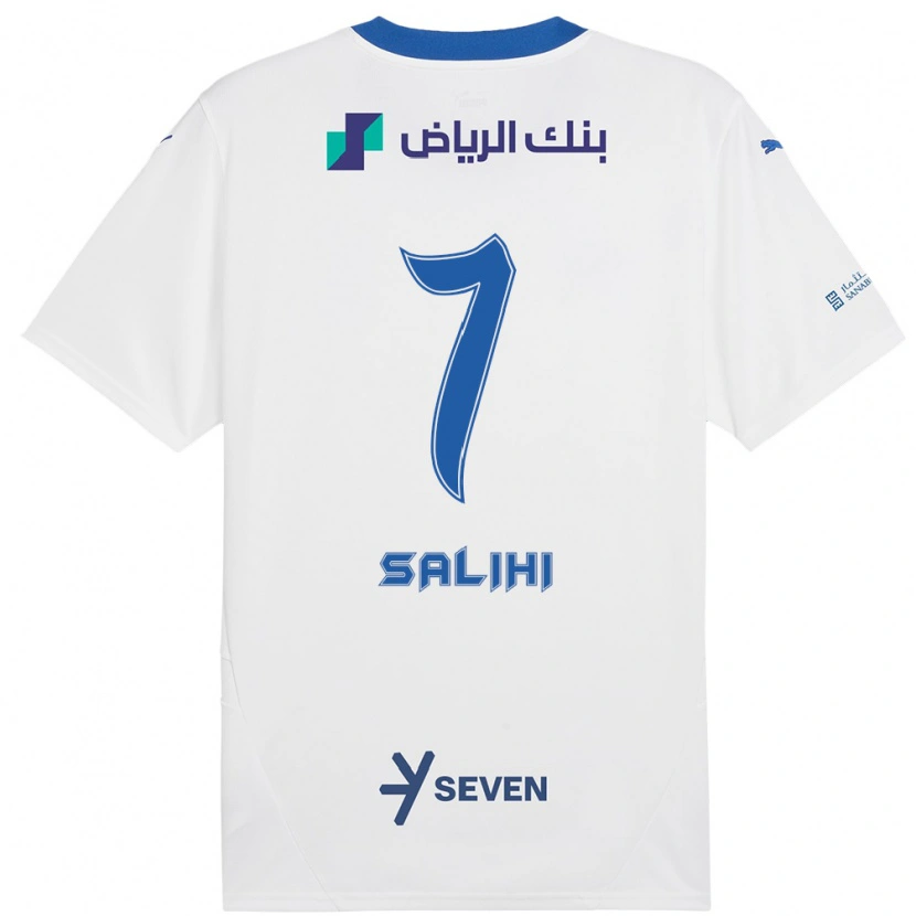 Danxen Niño Camiseta Shokhan Salihi #7 Blanco Azul 2ª Equipación 2024/25 La Camisa