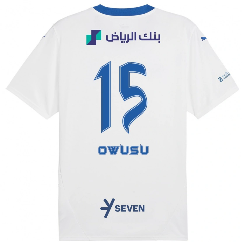 Danxen Niño Camiseta Mavis Owusu #15 Blanco Azul 2ª Equipación 2024/25 La Camisa
