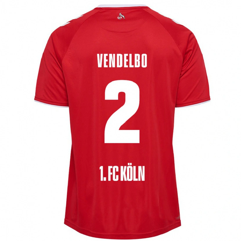 Danxen Niño Camiseta Sofie Vendelbo #2 Rojo Blanco 2ª Equipación 2024/25 La Camisa