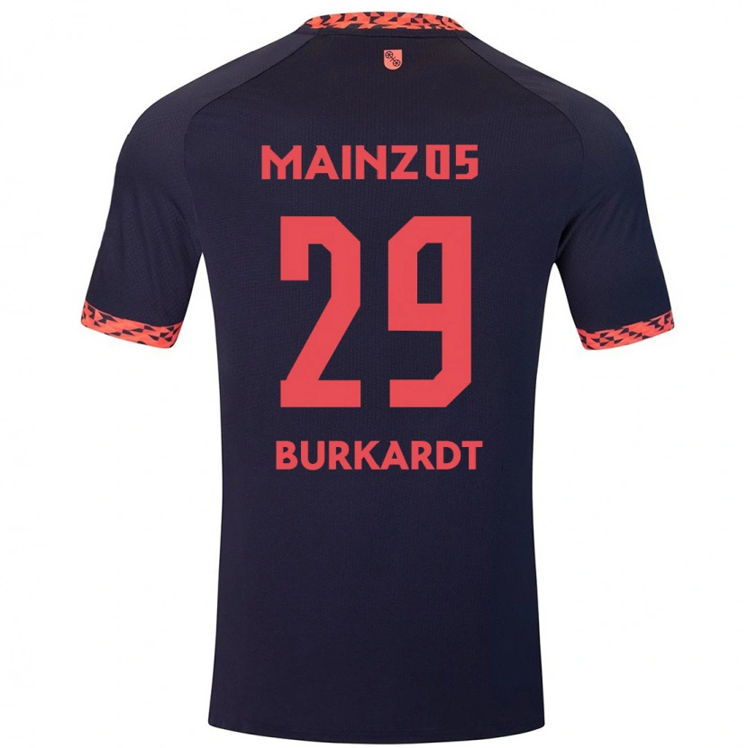 Danxen Niño Camiseta Jonathan Burkardt #29 Azul Coral Rojo 2ª Equipación 2024/25 La Camisa