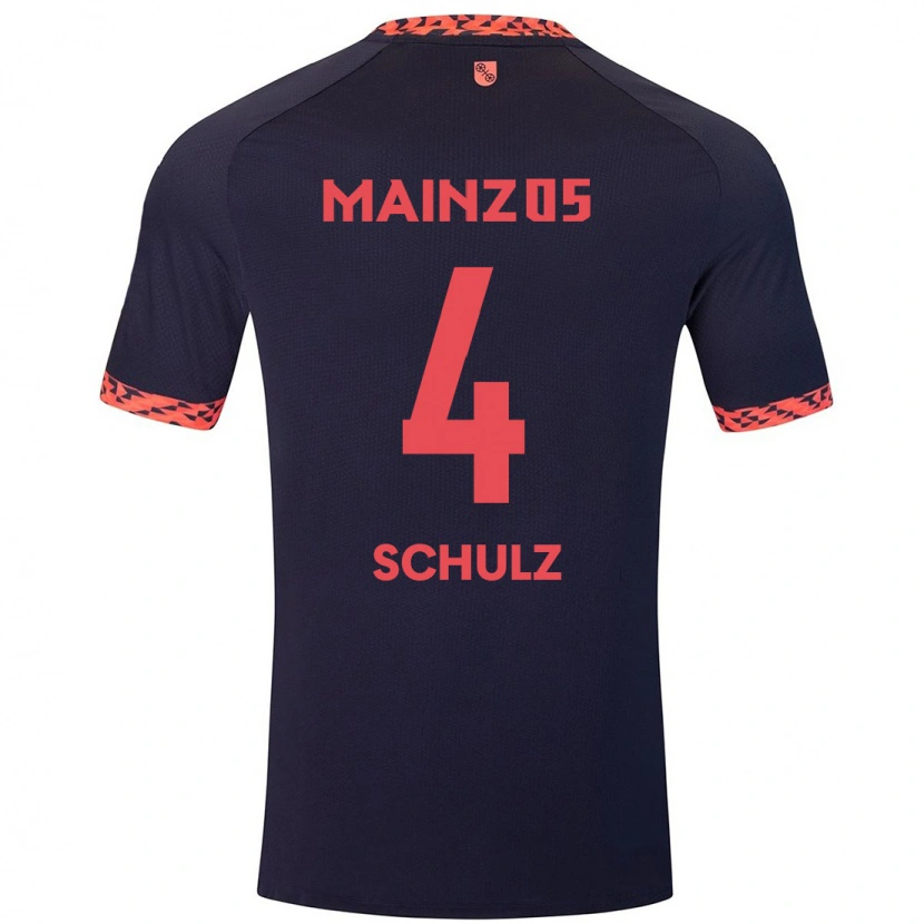 Danxen Niño Camiseta Philipp Schulz #4 Azul Coral Rojo 2ª Equipación 2024/25 La Camisa