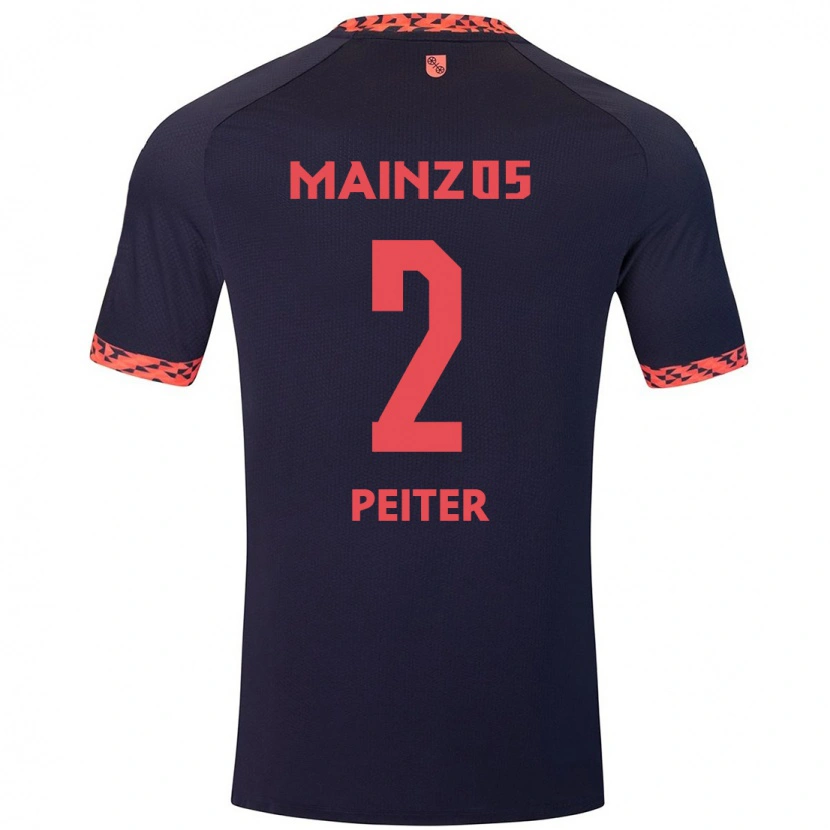 Danxen Niño Camiseta Chiara Peiter #2 Azul Coral Rojo 2ª Equipación 2024/25 La Camisa