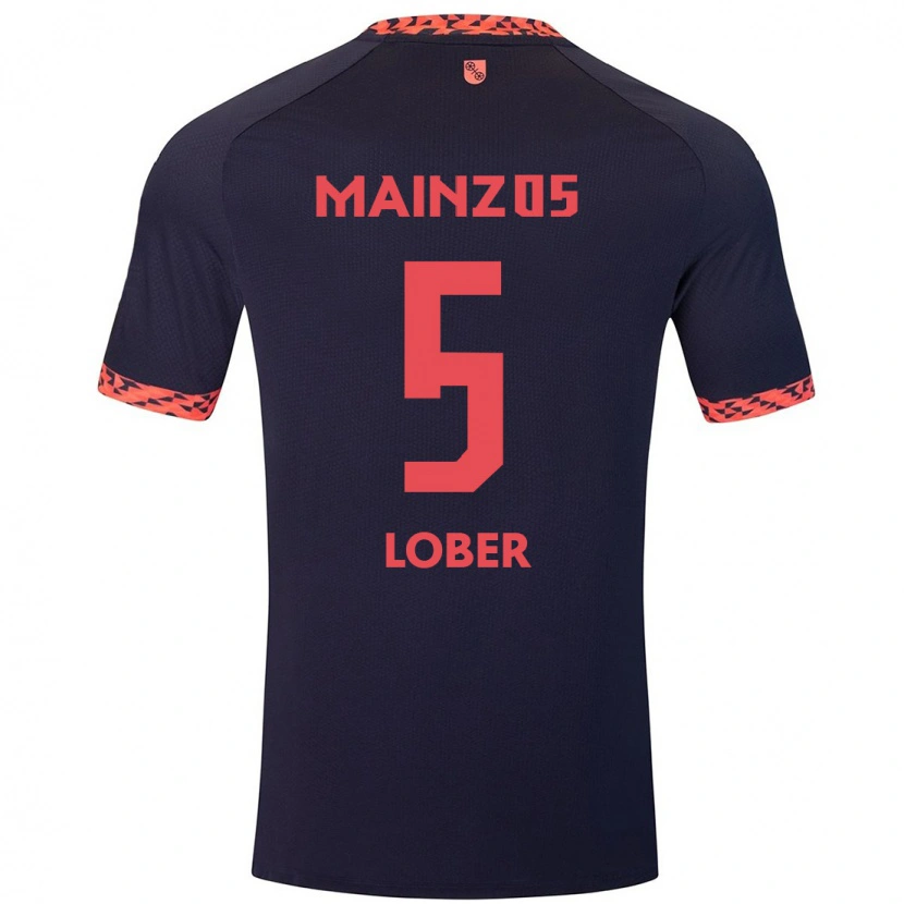 Danxen Niño Camiseta Jana Löber #5 Azul Coral Rojo 2ª Equipación 2024/25 La Camisa